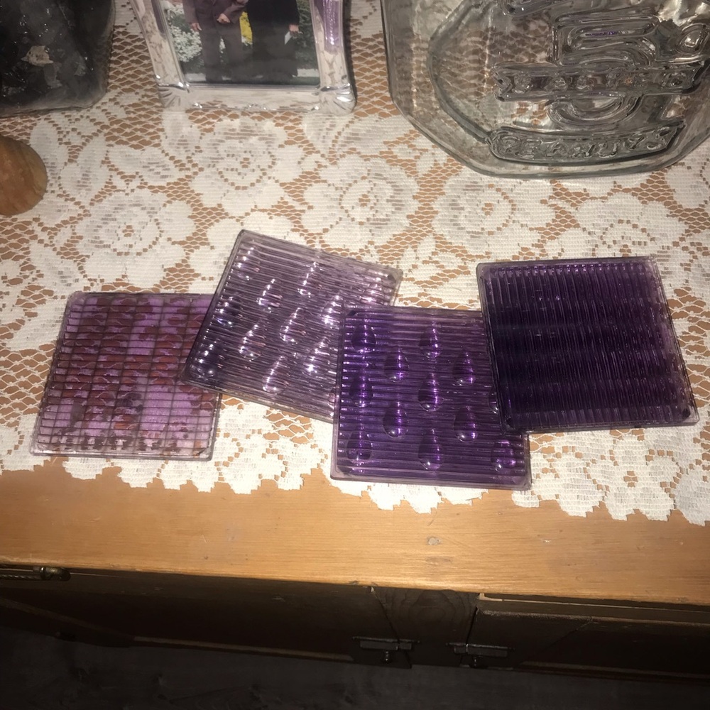 Set of Purple Glass Coasters